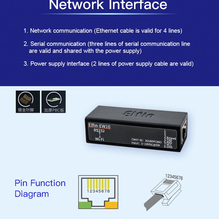 Последовательный порт RS232 к WiFi устройство ServerMmodule Elfin-EW10 поддержка TCP/IP Telnet Modbus TCP протокол передачи данных через WiFi