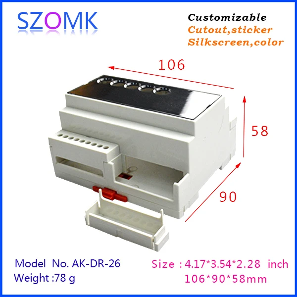 4 pieces, 2015 new abs electrical enclosures din rail boxes 106*90*58mm