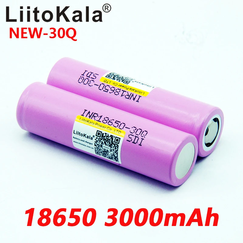 Litokala Оригинальная батарея 18650 18650 30Q 3000mAh 20A разрядка 18650 аккумуляторная батарея для электронной сигареты+ коробка