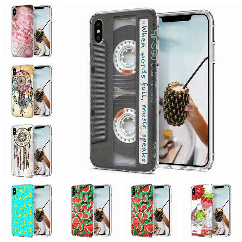 Мягкий чехол для iPhone X XS XR чехлы из ТПУ цветное мороженое банановый узор Fundas iPhone6 7 8
