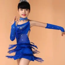 Детские для девочек латинские танцы платья дешевый блесток танцевальный зал Танго, Самба сальса Латинский бахрома платье, Одежда для танцев, костюм