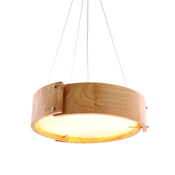 

Solid Wooden Japanese style bar simple LED Nordic Pendant Lights log restaurant creative personality round oak wood MZ49