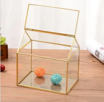 

Copper House Shape Moss FernGlass Box Flower Pots Wardian Case Victorian Vintage Planters Succulents Geometric Terrarium