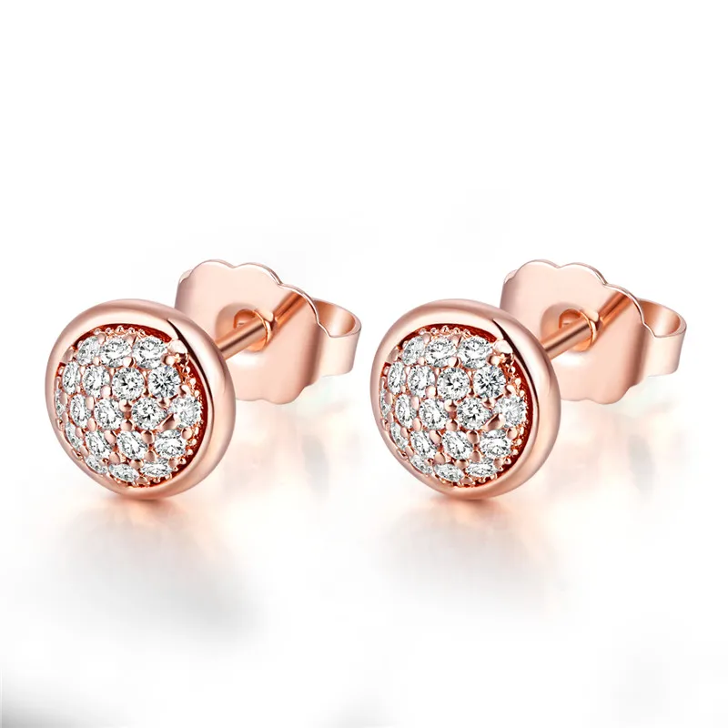 

Dazzling Droplets Rose Golden Stud Earrings for Women Clear CZ Stones Fashion Silver 925 Jewelry Crystal Charm Women Earrings