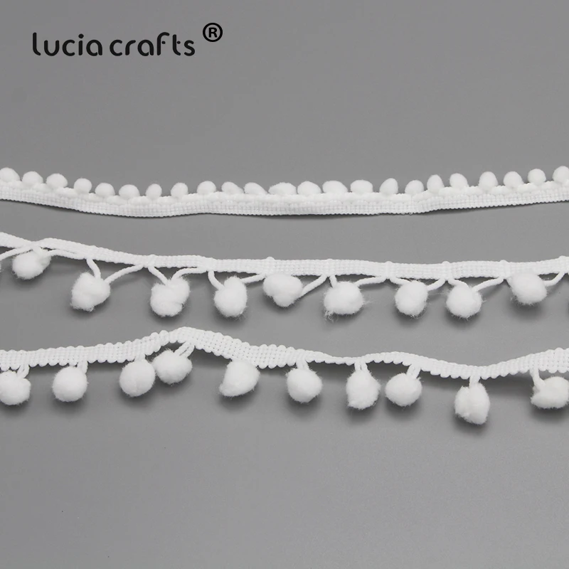 Lucia crafts 5 ярдов 10 мм белый помпон отделка кисточками шар бахрома кружевная лента для самостоятельного пошива одежды материалы аксессуары K0104