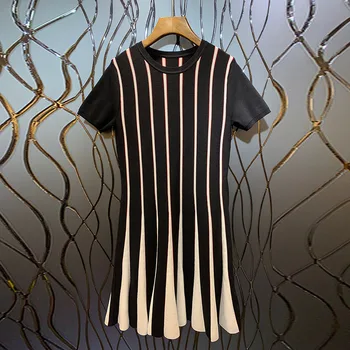 

New Colour Stripe Short Sleeve Knitted Dresses for Summer 2020