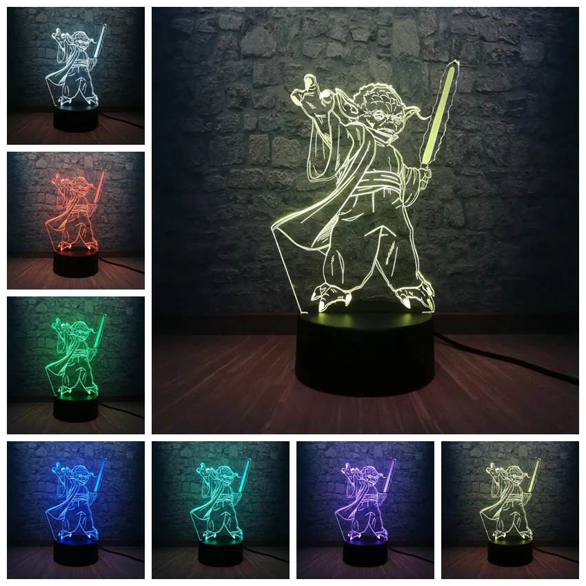 Горячая Распродажа Звездные войны фигурка йода и черный рыцарь 3D светодиодный