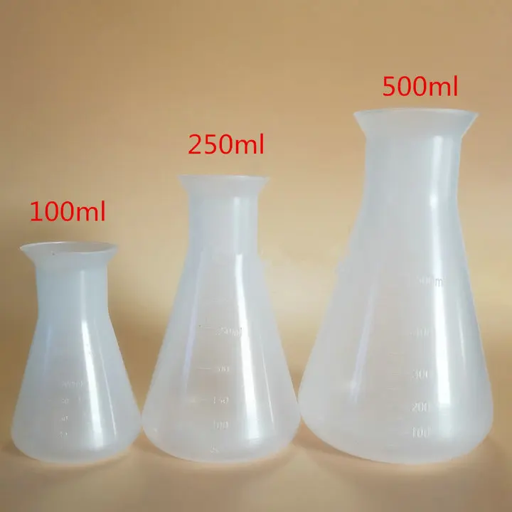 100 мл/250 мл/500/1000/2000 мл Пластик колбу Эрленмейера коническая колба бутылка для лабораторных исследований