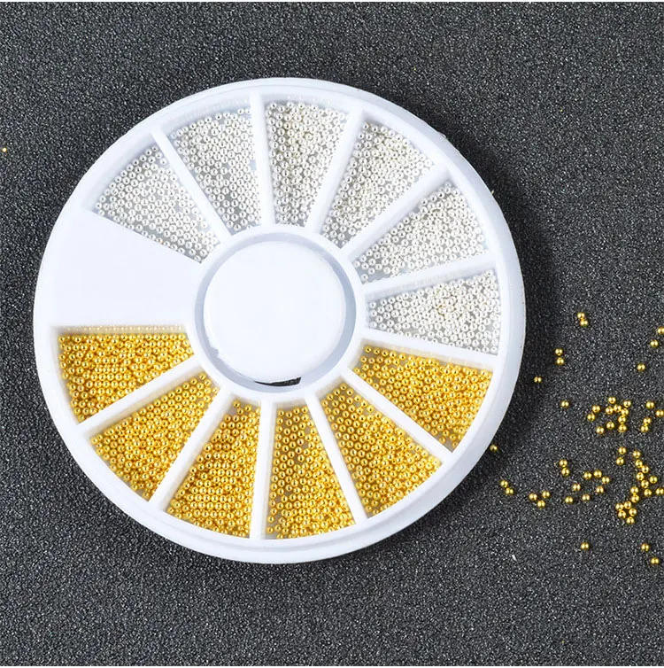 DIY 3D Золотой Серебряный микс Мини Металлические Стальные Бусины из нержавеющей икры шар для дизайна ногтей инструменты для маникюра