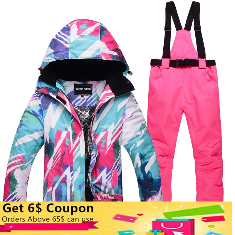 

New Women Men Lovers Ski Suit Combination Women Ski Jacket Women Pants Windproof Waterproof warm Ski Wear Plus size