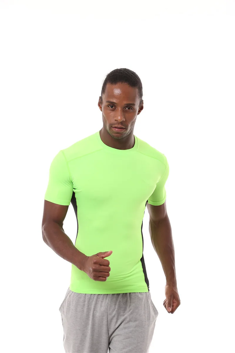

A18429 Fitness Sport T Shirts Men Solid Short Sleeve Homme T Shirts Running Clothing Gym Breathable Compression Quick-drying