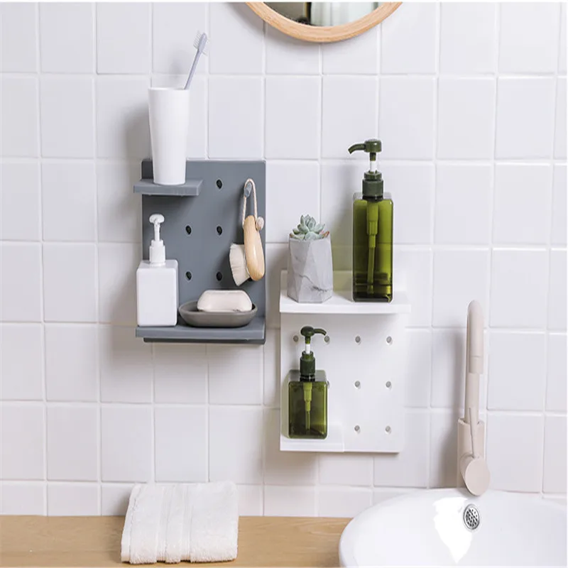 

Storage Living room kitchen bedroom partition wall wall hanging shelf plastic hole board Shower Room