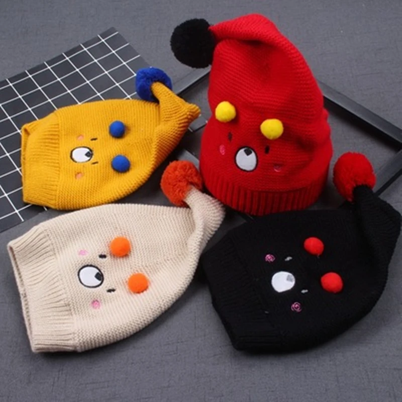 

2018 Dropshipping Kids Cartoon Beanie Winter Hat With Cute Bear Ear Protection Cap For Boys Girls Warm Knit Hats For Children