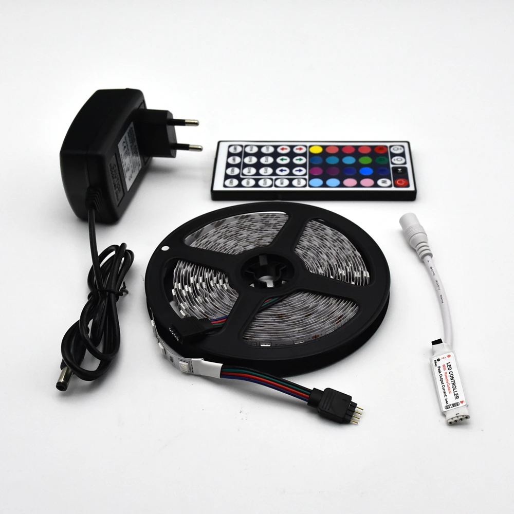 

RGB LED Strip Light 5050 SMD RGB Tape 5M LED Tape lamp flexible Waterproof diode+IR Controlle+DC12V Adapter set