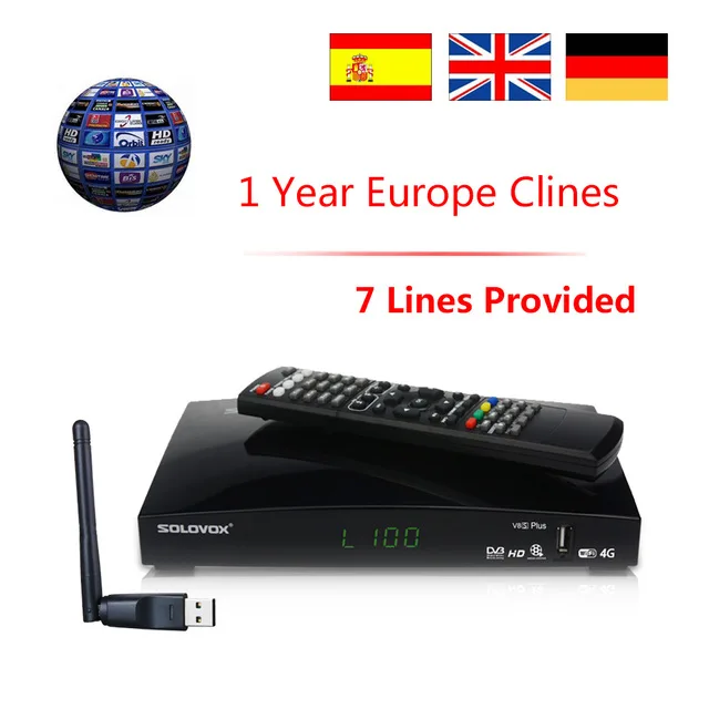 Solovox V8S Плюс Цифровой HD спутниковый ресивер 1080 P DVB-S2 цифровой декодер H.265 Wi-Fi CCcam M3U Сталкер IPTV youprn Youtube - Цвет: V8S CCCAM WIFI DONGL