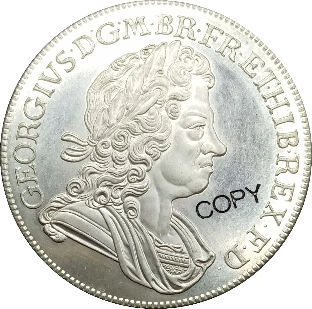 Great Britain George I 1 Crown 1718 Brass Silver Plated Plain Edeg Copy Coin Commemorative COINS | Дом и сад