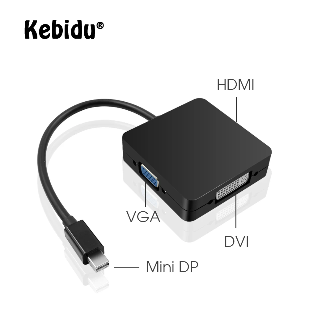 Kebidu 3 в 1 мини дисплей порт DP Thunderbolt к DVI VGA HDMI конвертер адаптер дисплея порт кабель для ПК Macbook проектор