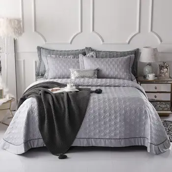 

Famvotar Reversible Quilt Set Queen/King Size Diamond Grey Stitched Pattern 3 Pieces (1 Quilt +2 Pillow Shams) Quilted Bedspread