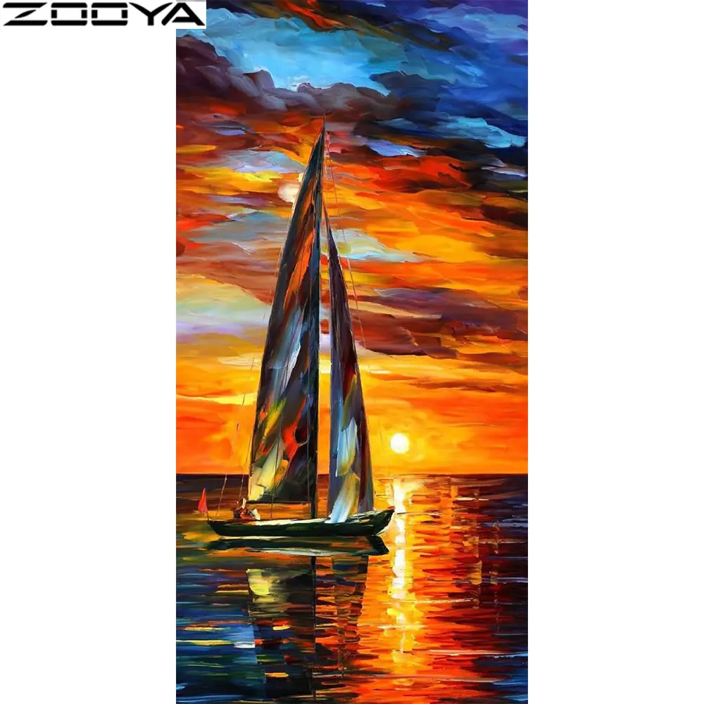 

NEW diamond mosaic 5D diamond painting cross stitch sailboat diamond embroidery full round rhinestone pictures landscape RF1970