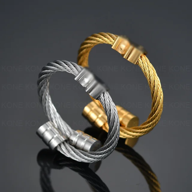 UZone Cute Gold Color Bear Adjustable Ring Stainless Steel Classical Wedding Engagement Ring for Woman Girls Jewelry