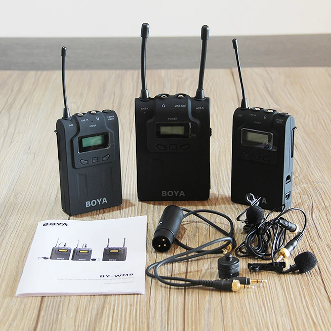 

BOYA BY-WM8 Condenser Microphone Lavalier Mic 2 Transmitter 1 Receiver Wireless For Show Recording Studio for DSLR Camera