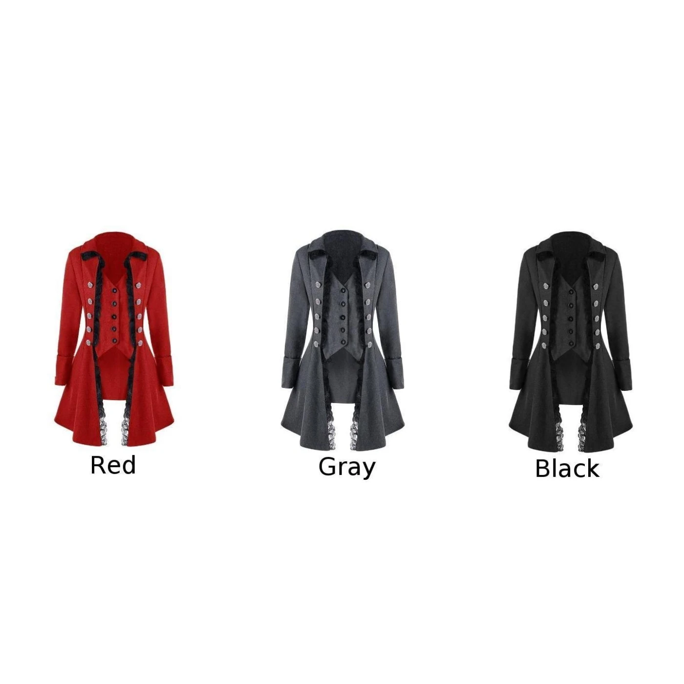 Discount Men Fashion Jacket Autumn Warm Gothic Medieval Steampunk Victorian Lace Single Button Coat Long Sleeve Outwear Male Long Trench