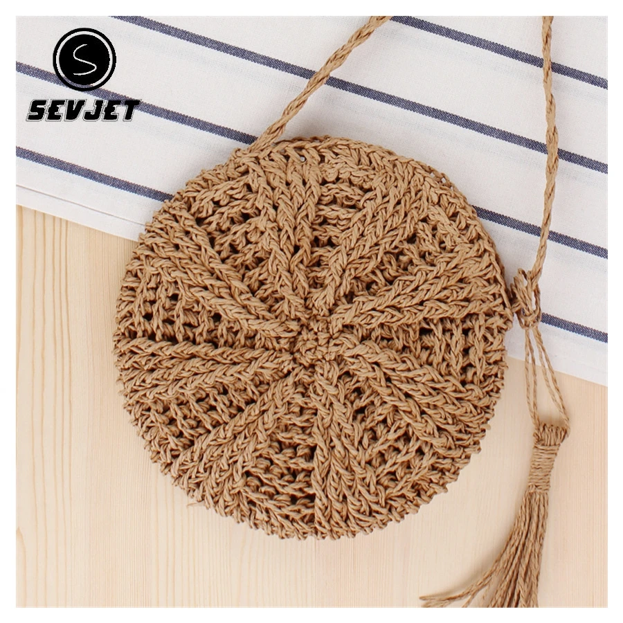 

Small Round Straw Beach Bags Handmade Woven Crossbody Bags Raffia Circle Rattan Mini Bags Summer Women Shoulder Bag Bolsas CJ843