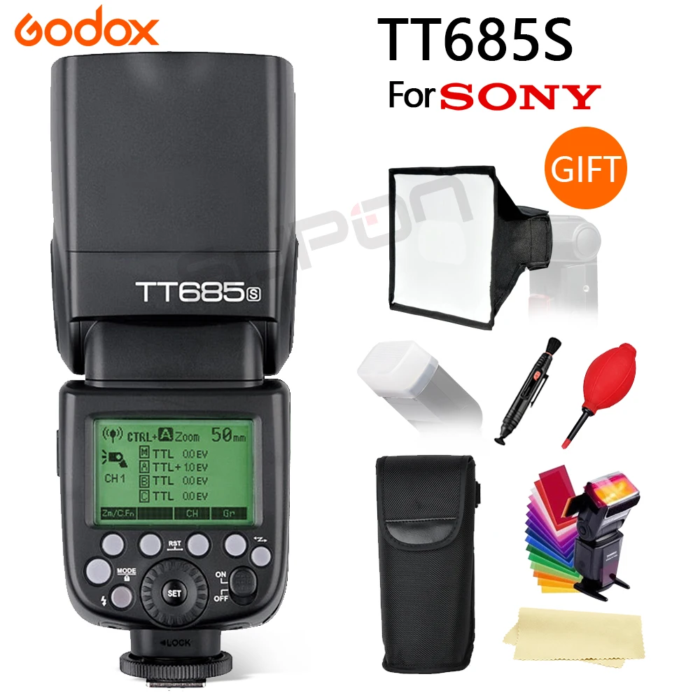 Godox TT685S 2 4G 1/8000s TTL Беспроводной софтбокса Speedlite Flash светильник флэш-память для Sony A7