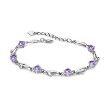 Wholesal Мода Кристалл Листьев Браслет Серебряный Браслет Кристалл Браслет Браслеты Для Девочек