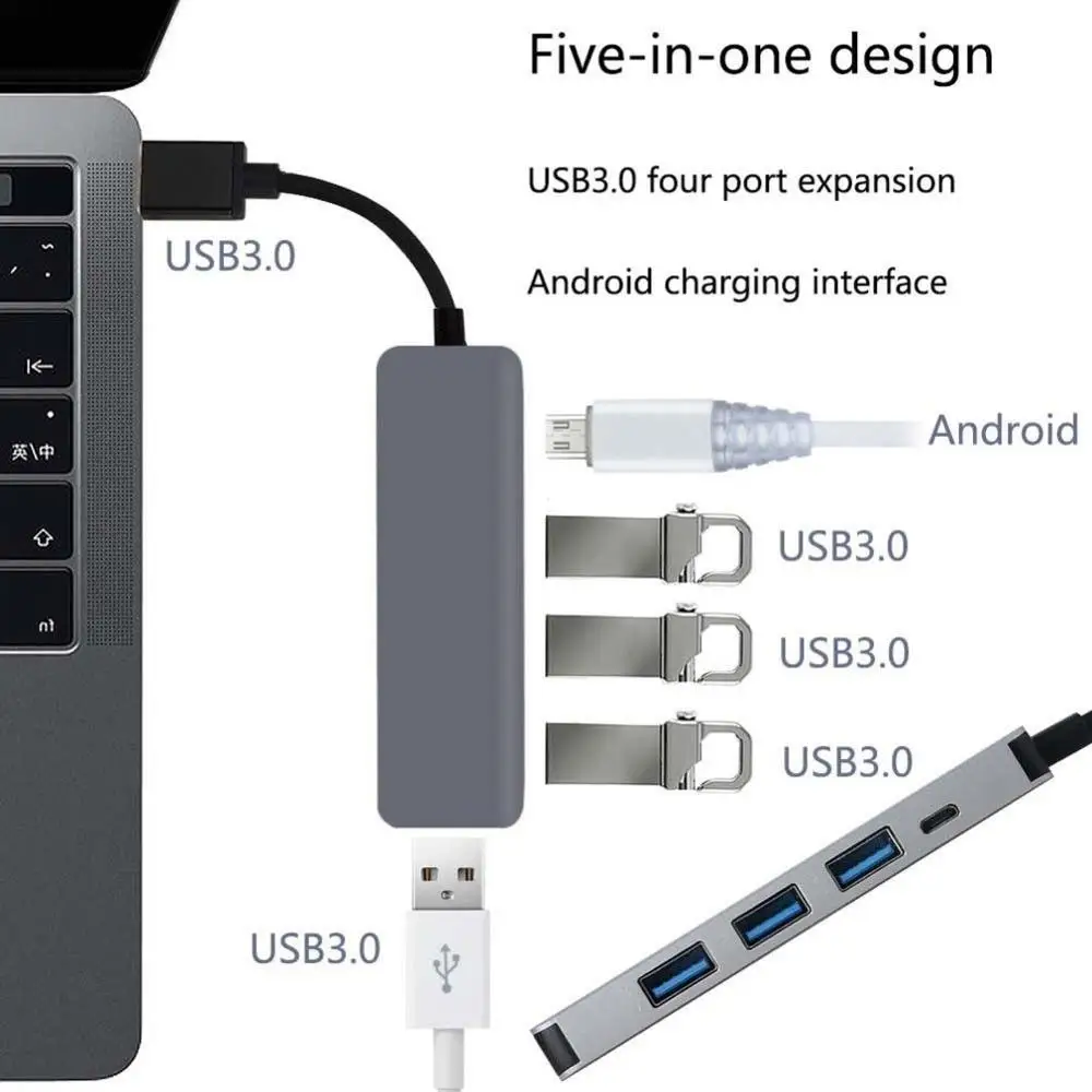 5 в 1 USB C концентратор USB-C к HDMI Micro SD/TF кард-ридер адаптер для MacBook Для huawei type C USB 3,0 концентратор