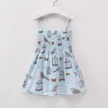 Новинка года; летняя одежда для малышей красивые праздничные платья с рюшами и принтом в виде птичек и листьев для маленьких девочек Детский костюм повседневное свободное платье