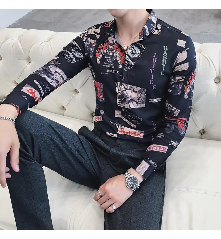 Вечерние социальной рубашка Для мужчин одежда Slim fit с длинным рукавом Блузка Для мужчин британский стиль мужские модные рубашки Slim