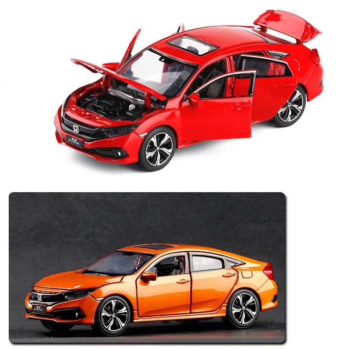 Новинка 1/32, имитация, Honda Civic, Игрушечная модель, литье под давлением, со звуком и светильник, игрушка-автомобиль, подарок на день рождения для детей