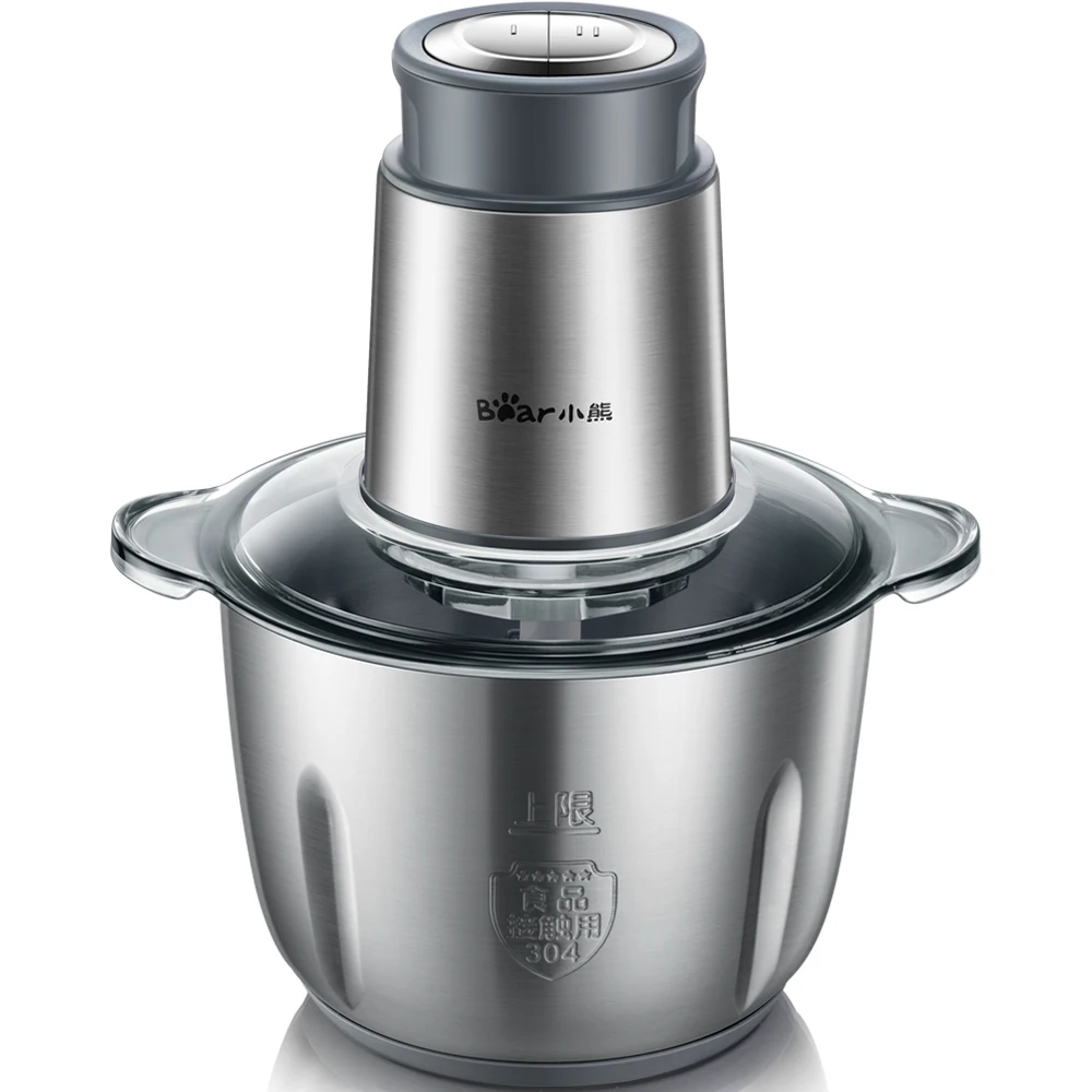 Bear Portable Full Stainless Steel Electric Meat Grinders 2 Gears 2L 300W Copper Engine Blenders Stand Mixers Kitchen Aid