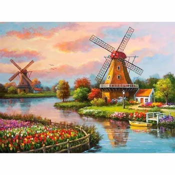 

Full Square/Round 5D DIY diamond painting Windmill House cross stitch set diamond embroidery mosaic decorative artwork