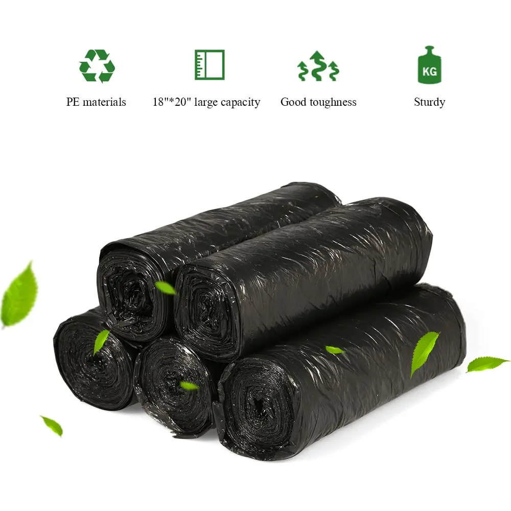 

5rolls 100pcs Kitchen Trash Bag Garbage Bags Plastic Trash Bags Waste Bin Bags for Kitchen Bathroom Home Hotel