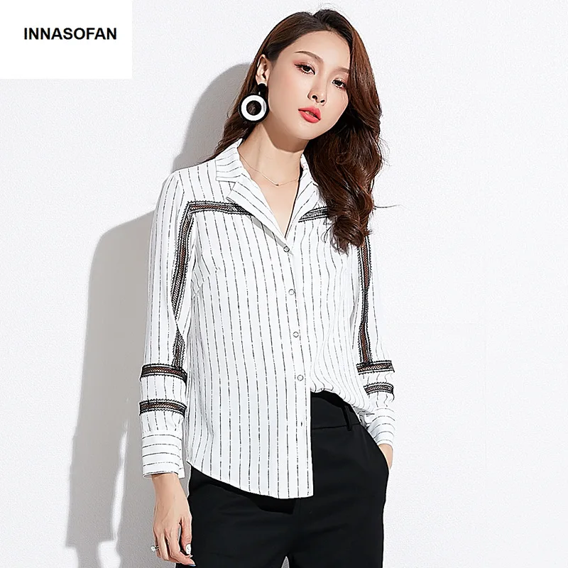INNASOFAN OL женская рубашка Весна-лето шифоновая блузка евро-американская мода