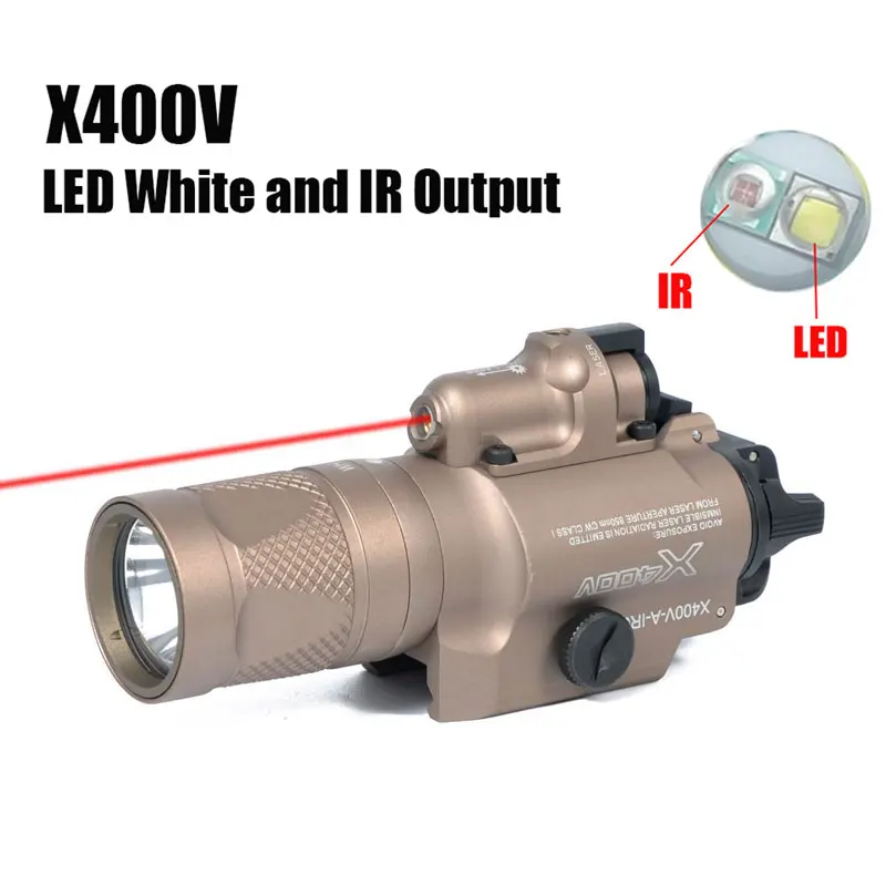 Tactical X400V IR Light Red Laser Sight Airsoft Arma Weapon Flashlight Softair Gun Lamp Glock Pistol Lanterna Hunting Lights