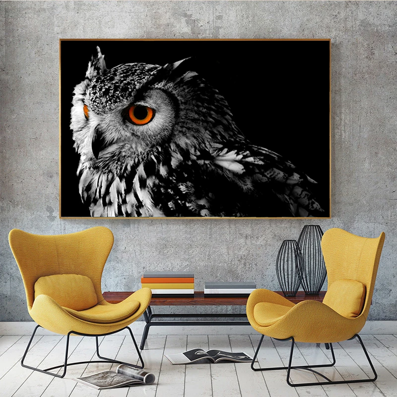 Waliicorners Wall Art Canvas Painting Black White Owl Posters And Prints Nordic Animals Pictures For Living Room Scandinavian Cuadros Decor 5 1