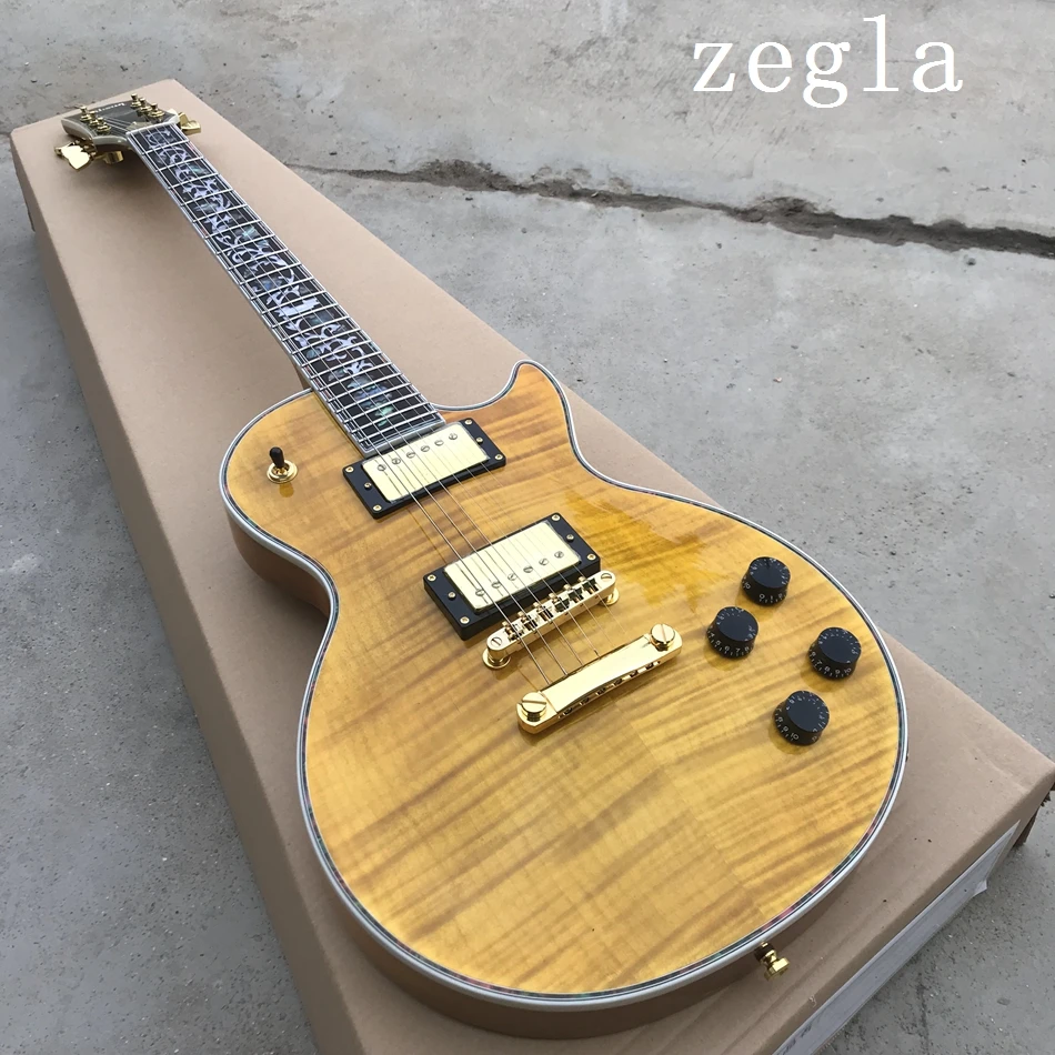 

New style of high-quality electric guitar, Abalone Flower inlaid fingerboard electric guitar, maple top, free shipping