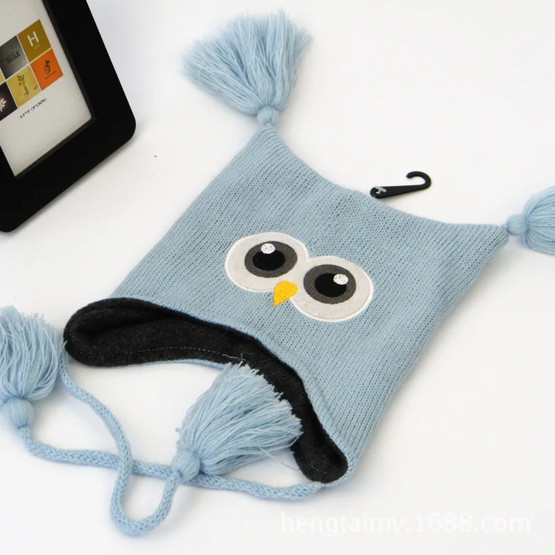 

1-3 years old children new winter baby animal blue cartoon cotton knitted hat wool hat