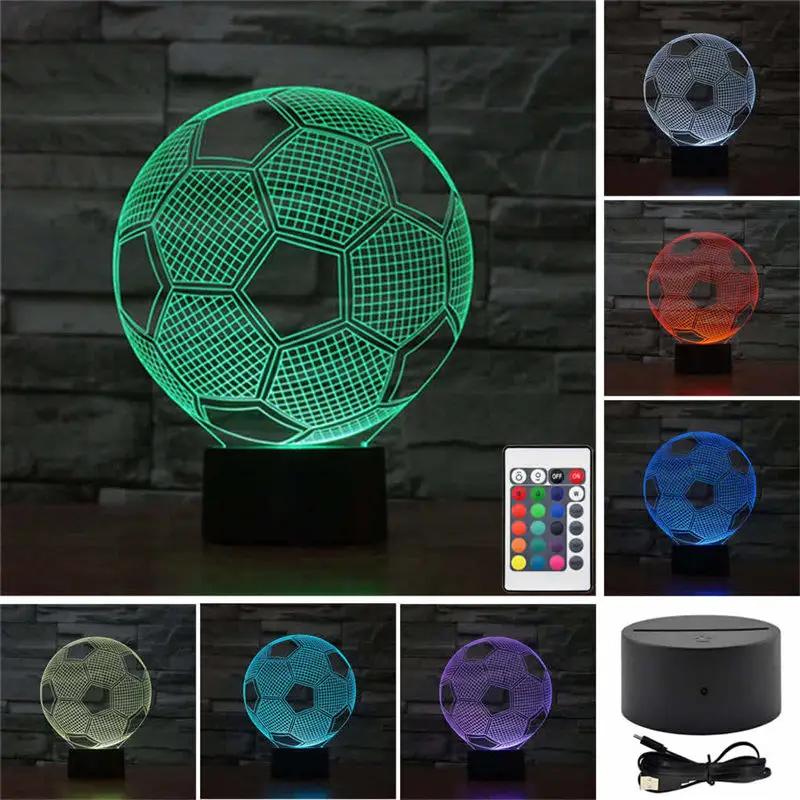 

AUCD Remote Football Soccer Colorful Sport Patterns Acrylic Touch Table Lights Bar Art Decor 3D Visual USB LED Desk Lamps-TD20