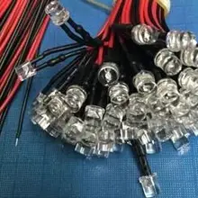 Плоская верхняя часть 3 мм 5 мм теплый белый красного, зеленого, синего, желтого, оранжевого, розового и фиолетового цветов RGB 3 V 5 V 6 V 12 V Светодиодный светильник с 20 см провода x 100 шт