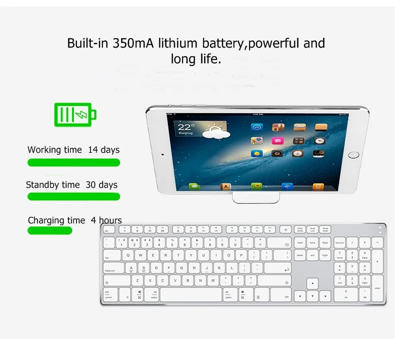 Smart BT3.3 ультра-тонкий полный размер металлический корпус Беспроводная Bluetooth клавиатура для Mac Для iMac для Macbook Pro IOS Andriod Windows