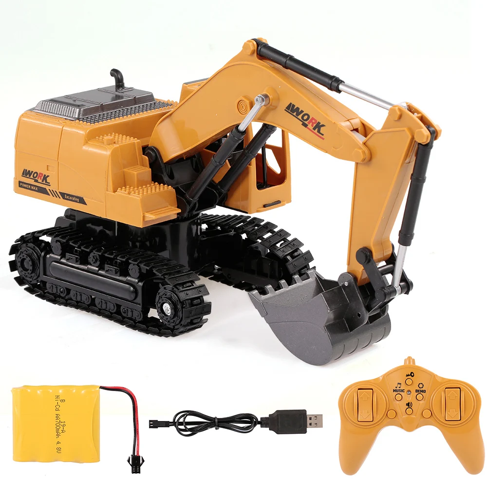 

3853 1/24 2.4Ghz 8CH RC Excavator Die-cast Metal Construction Tractor Remote Control RC Engineer Truck Car Birthday Gift Toy