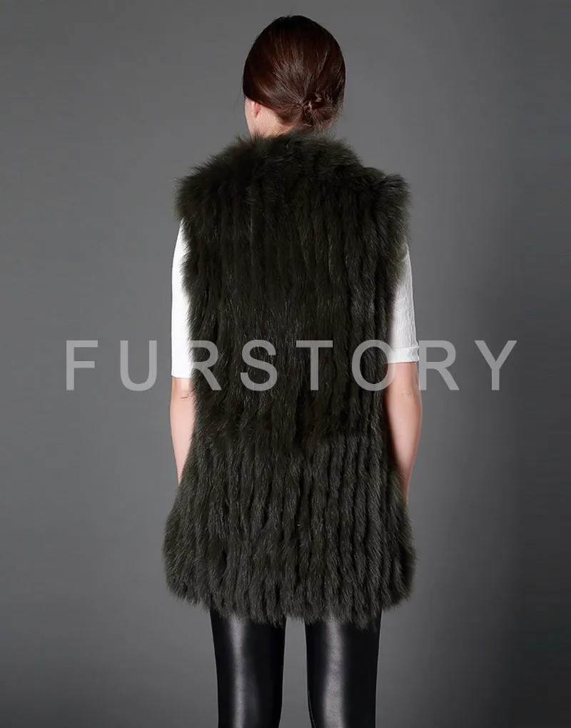 Fur Story 16298 жилет из натурального меха для женщин лоскутный жилет на лисьем меху длинная Стильная верхняя одежда для женщин