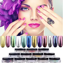 1xDIY сверкающая хромированная зеркальная пудра для ногтей 12 цветов Металлические украшения для ногтей