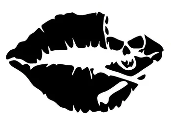 

2Pcs Kiss Mark Skull Lip window Sexy Decal Sticker Girl Lipstick Window Bumper 10.1x6.5cm