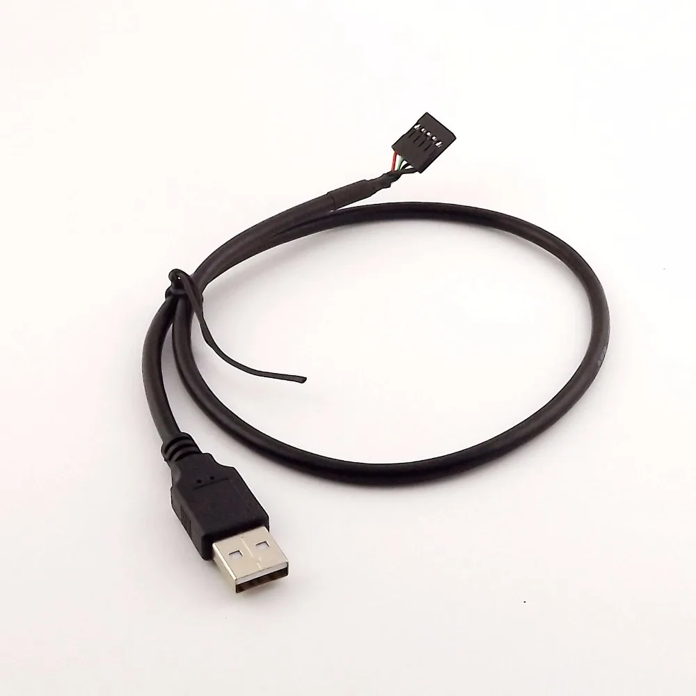 10 قطعة 50 سنتيمتر USB 2.0 نوع وذكر إلى دوبونت 5 دبوس الإناث رأس اللوحة محول الأسود كابل