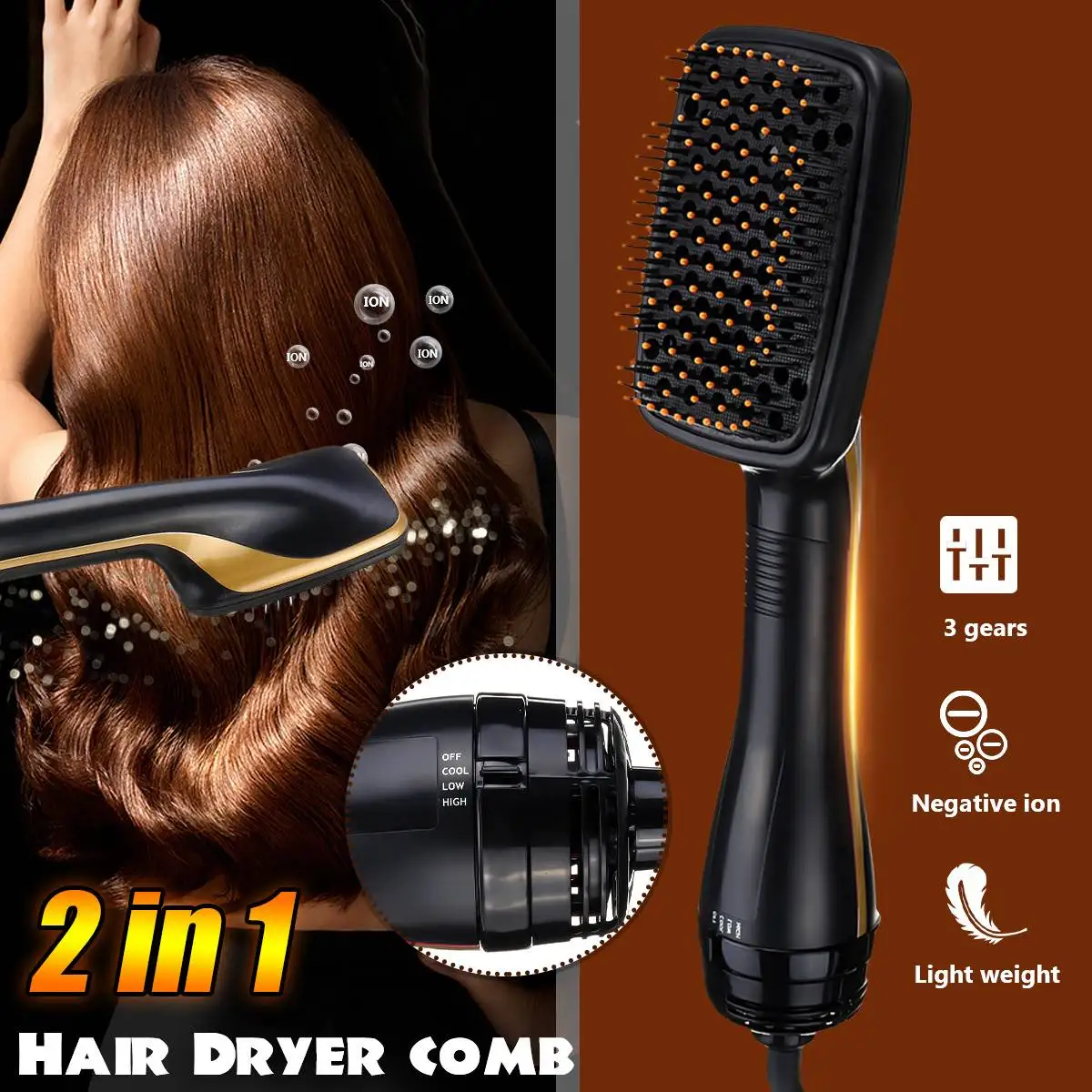 Electric Hair Brush Comb 2 IN 1 Multi-functional Hair Blow Dryer Hair Straightener Styles Negative Ion Care Salon Hair Styler